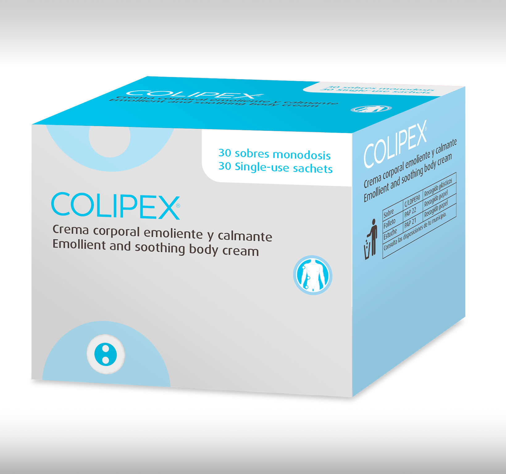 COLIPEX® crema corporal emoliente y calmante, 30 sobres monodosis